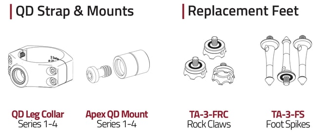 QD strap mounts and replacement feet