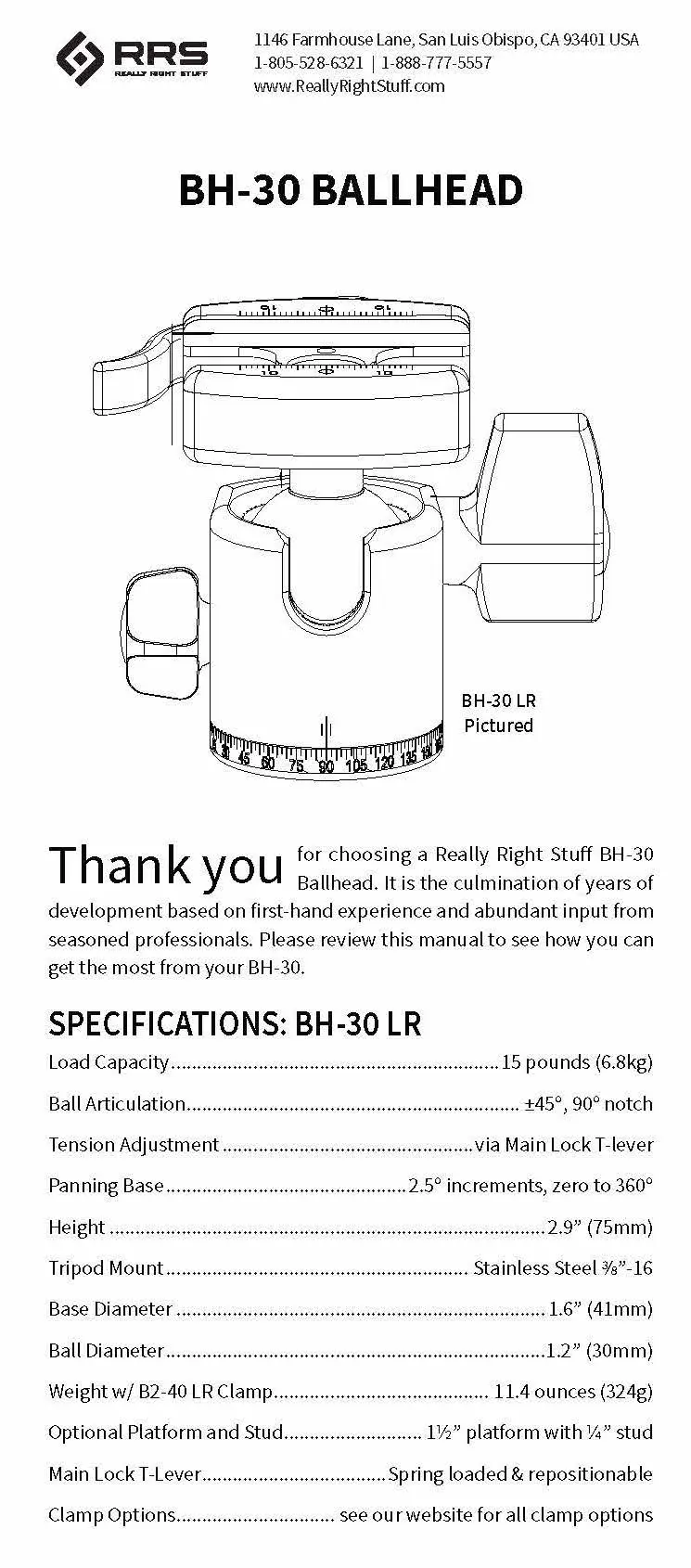 BH-30 specifications