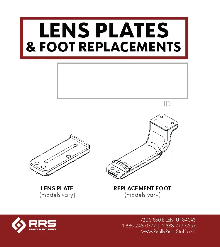 lens plate and replacement foot maual cover