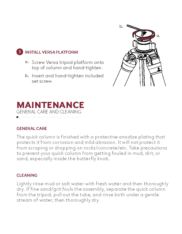 how to care for and clean the quick column